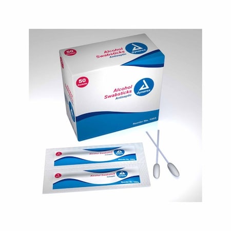 Dynarex Impregnated Swabstick 70% Strength Isopropyl Alcohol Individual Packet NonSterile, 100PK 1203